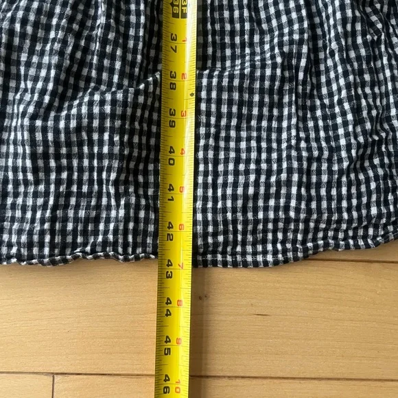 AE Smocked Cut-Out Gingham Black and White Midi Dress - Picture 9 of 11